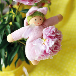 Nanchen Puppe - Blumenfee - rosa, Bio Baumwolle