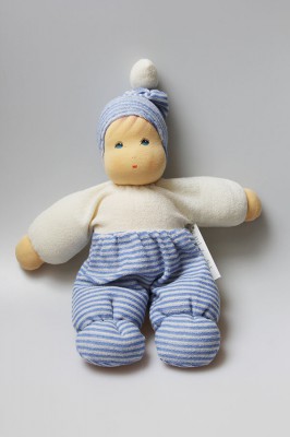 Nanchen eco doll Mops blue striped - organic cotton