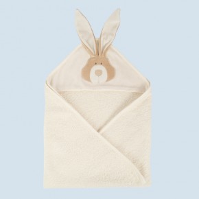 wooly organic baby bath towel bunny, rabbit - natural, eco