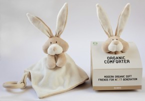 wooly organic comforter - rabbit - wooden teether, cotton